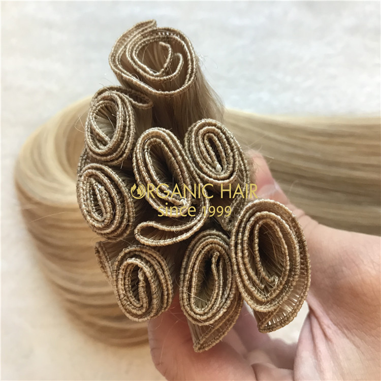 #18/22,20inch--100% Russian cuticle Hand Tied Weft Extensions Wholesale SupplierA112